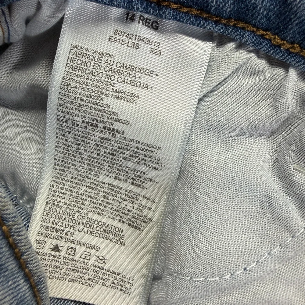 Levi's Jeans Girls 14 Blue Cotton Denim Bootcut Faded Streetwear Travel Stretch